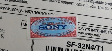 Tem chống hàng giả của Sony